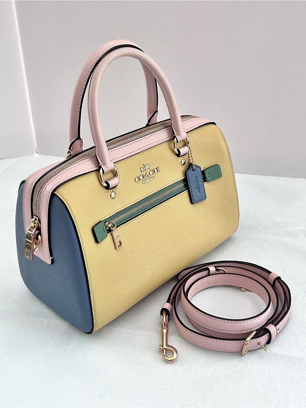 Coach Rowan Colorblock Structured Satchel Crossbody Strap C3428 10.5”x6.25” EUC - Picture 2 of 16